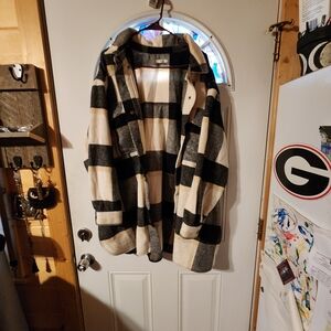 Womens Maurices Black and Cream Checkered Jacket